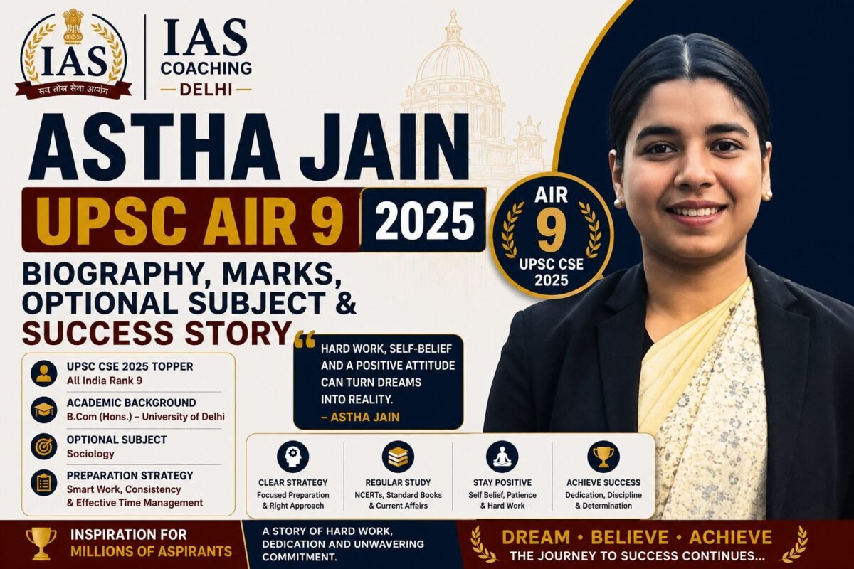 Astha Jain UPSC AIR 9 (2025): Biography, Marks, Optional Subject and Success Story