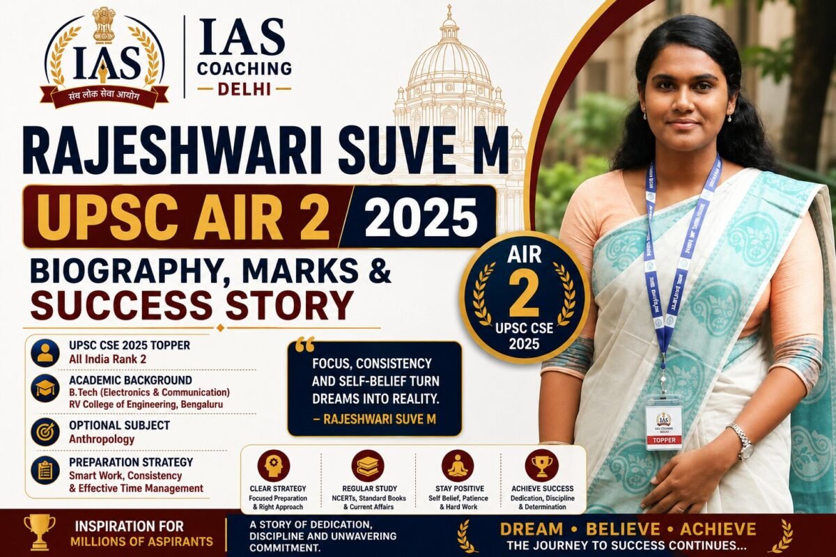 Rajeshwari Suve M UPSC AIR 2 (2025): Biography, Marks, Optional Subject and Success Story